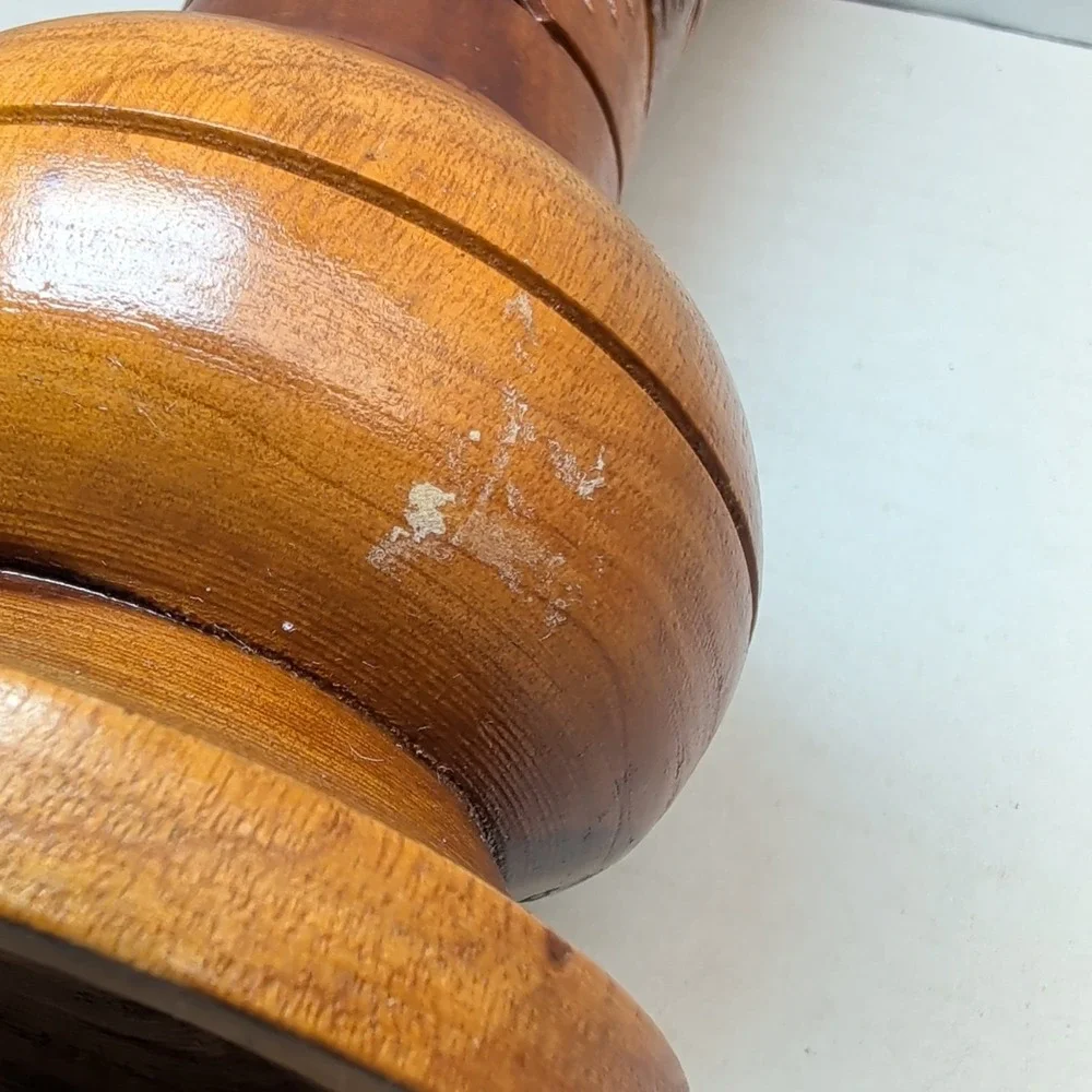Carved‎ Wood Vase Folk Art Floral Designs 9